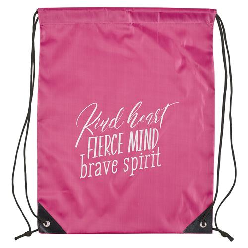 DÉCOR & HOME - Drawstring Bags (Waterproof) - Kind Heart, Fierce Mind, Brave Spirit (Large Polyester)