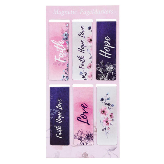 Magnetic Page Markers - Faith Hope Love (Set of 6)