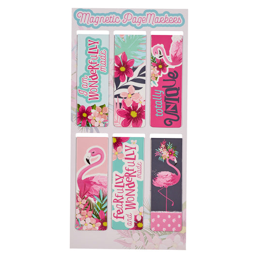 Magnetic Page Markers - Fearfully & Wonderfully Made, Flamingo (Set of 6)