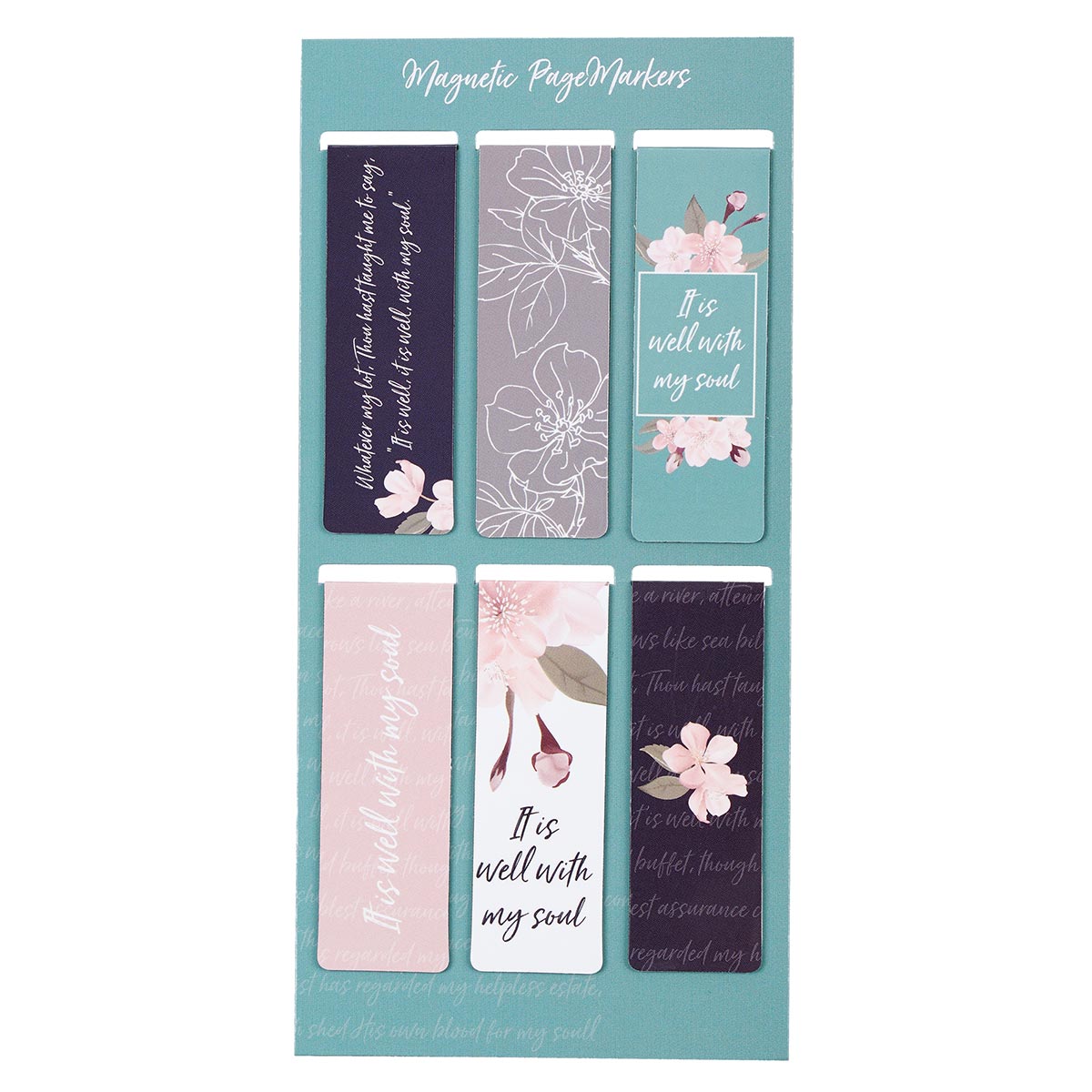 Magnetic Page Markers - It Is Well With My Soul Floral (Set of 6)