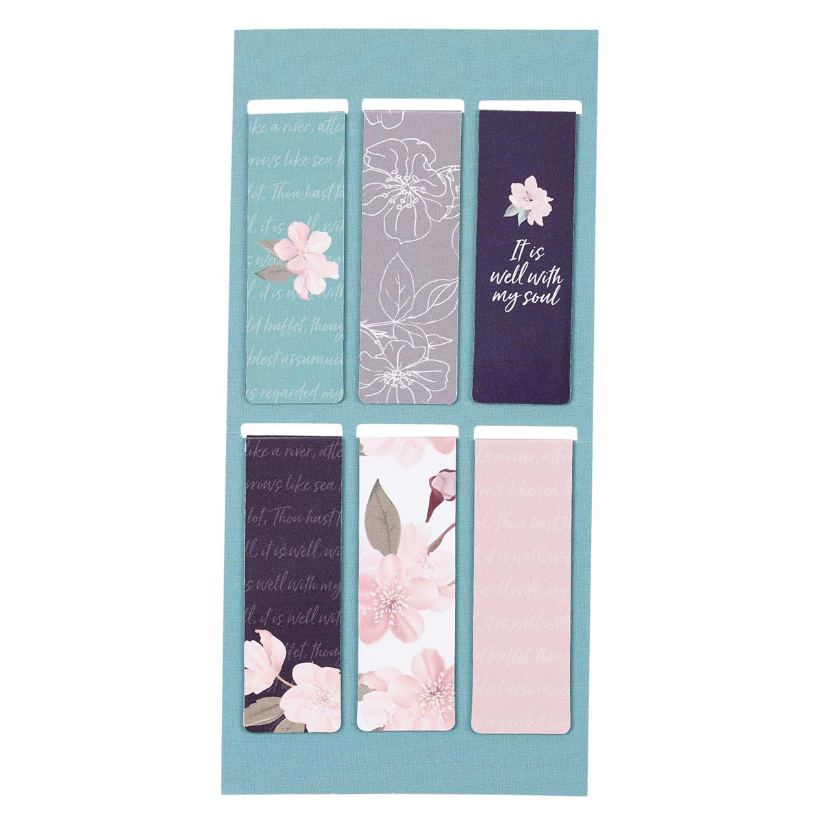 Magnetic Page Markers - It Is Well With My Soul Floral (Set of 6)